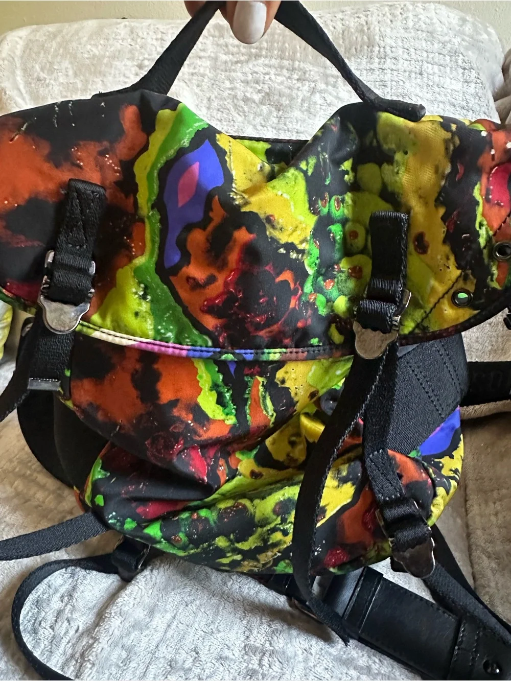 Moschino Neon Splash Messenger Bag - Black Straps